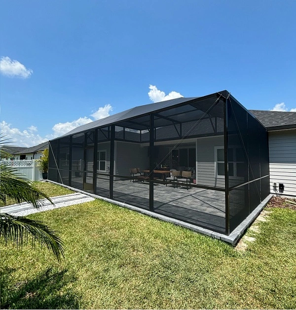 Wide-span backyard screen enclosure
